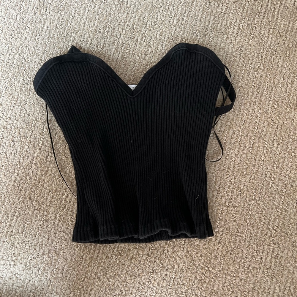 Elegant Black Ribbed Women's Top